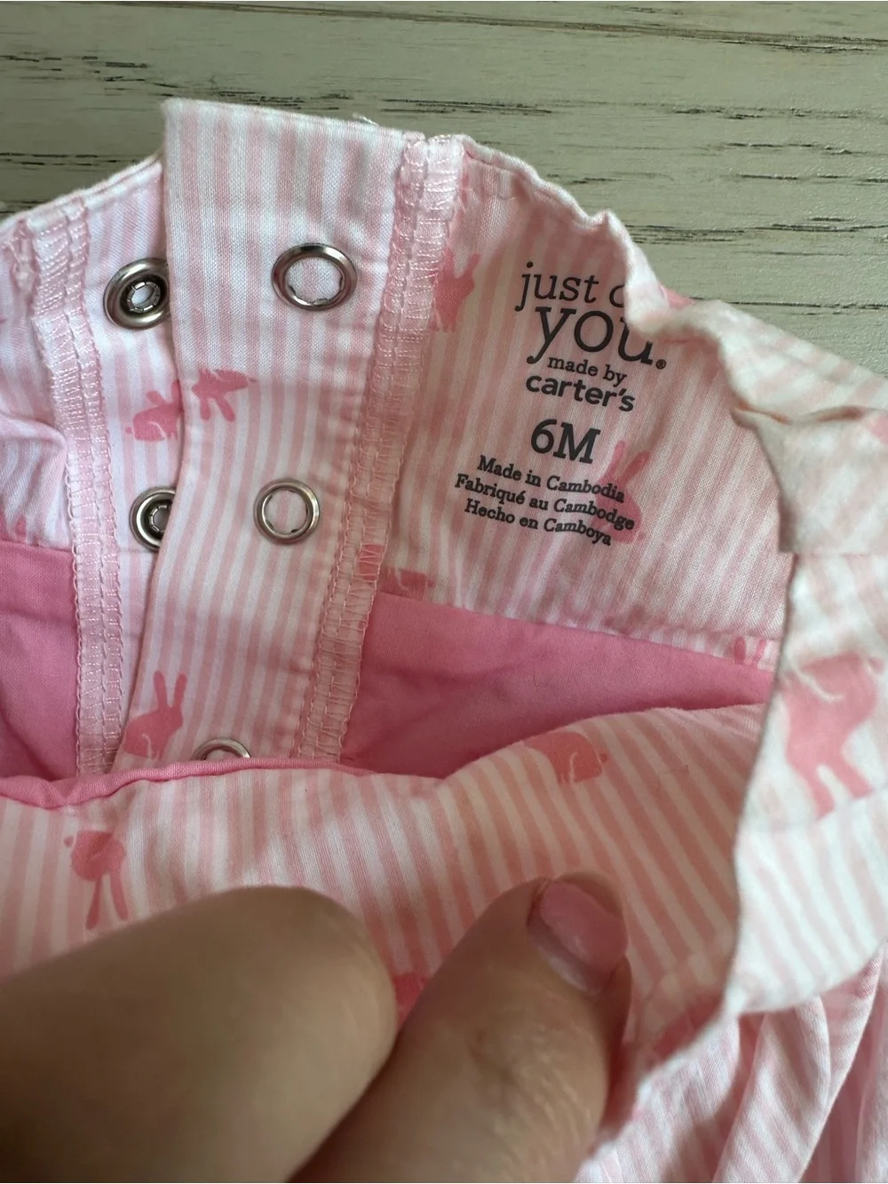 Carter's Pink Bunny Print Dress Romper with Bow